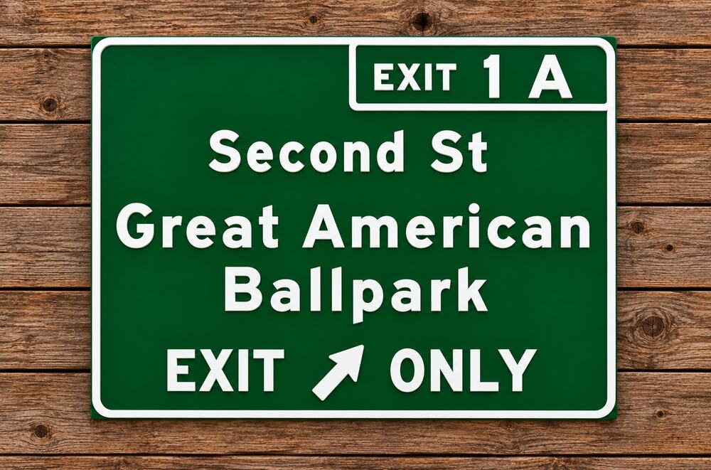 Great American Ballpark Road Sign Reds Baseball Exit 1A Cincinnati Ohio